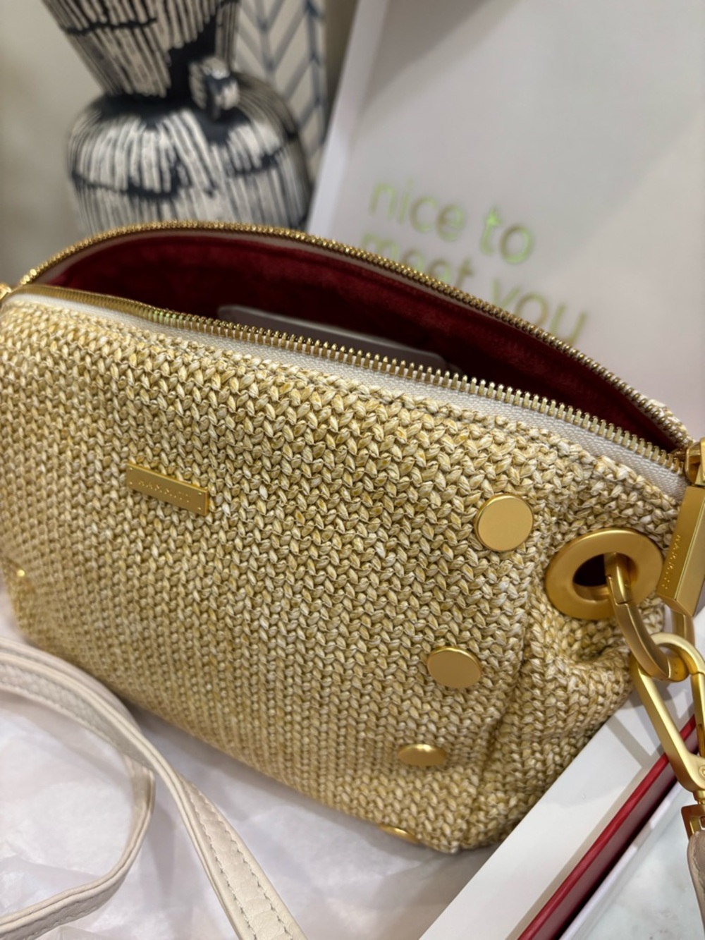 Hammitt Daniel Clutch/Crossbody Bag with adjustable Cream Strap - Picture 10 of 11